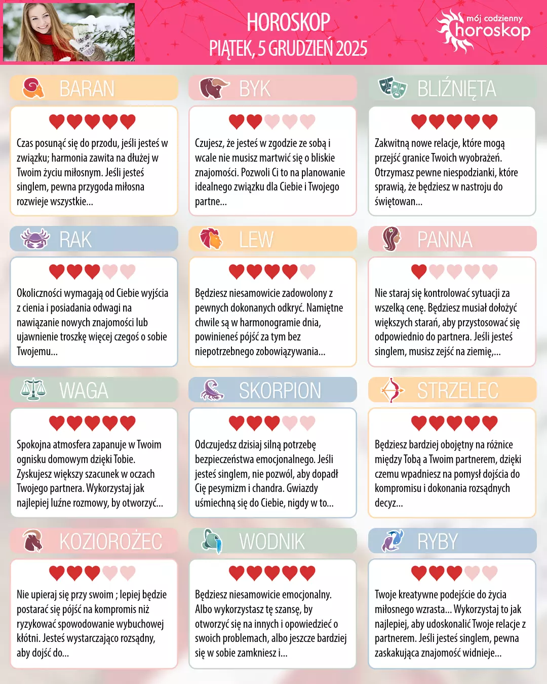 Oroscopo di piątek, 5 grudnia 2025