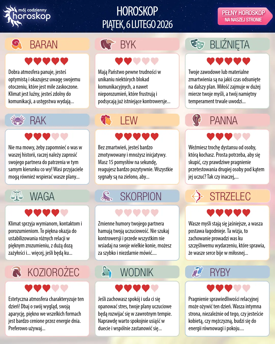 Horoskop Byka na dziś, 6 lutego 2026 r.