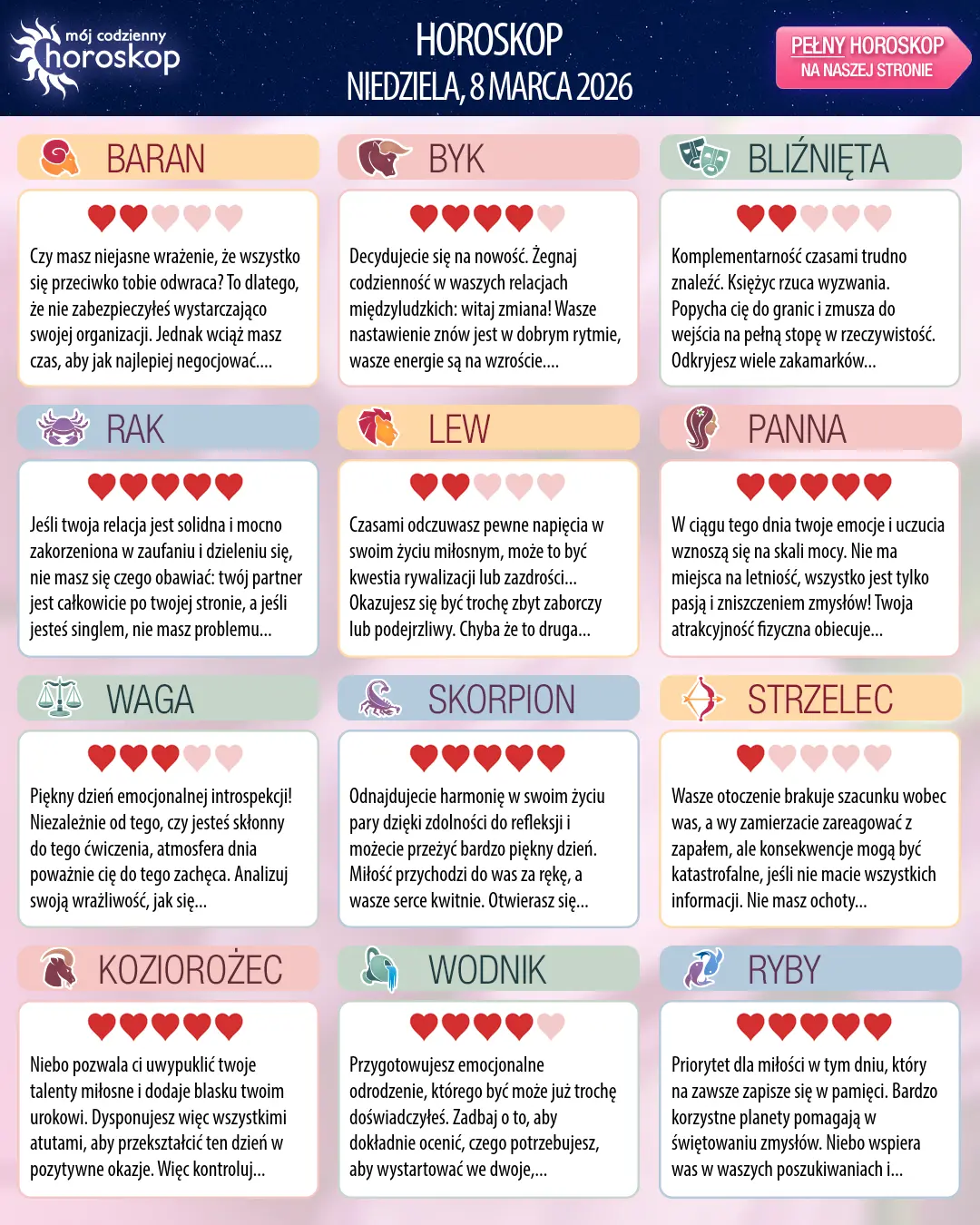 Ryby: Twój horoskop na 10 marca 2026 r.