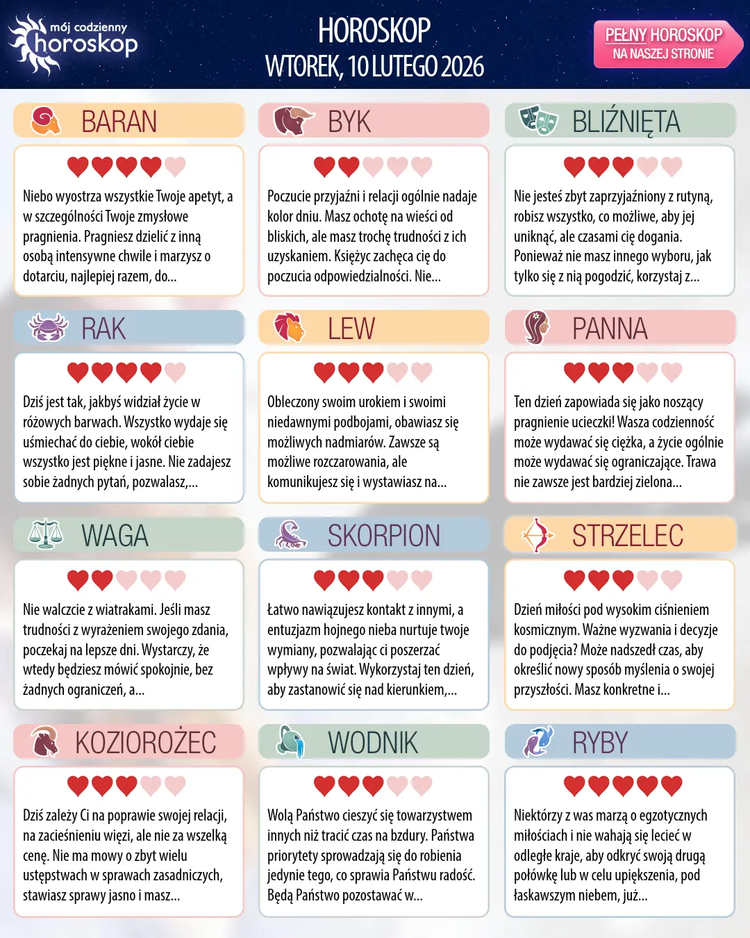 Horoskop Wodnika na dziś, 10 lutego 2026 r.