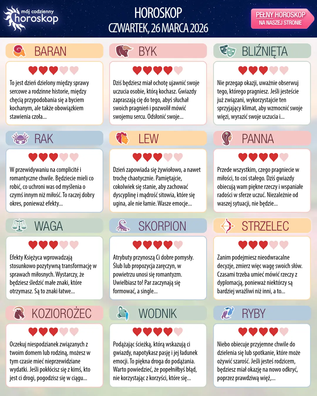 Horoskop Skorpiona na dziś, 26 marca 2026 r.