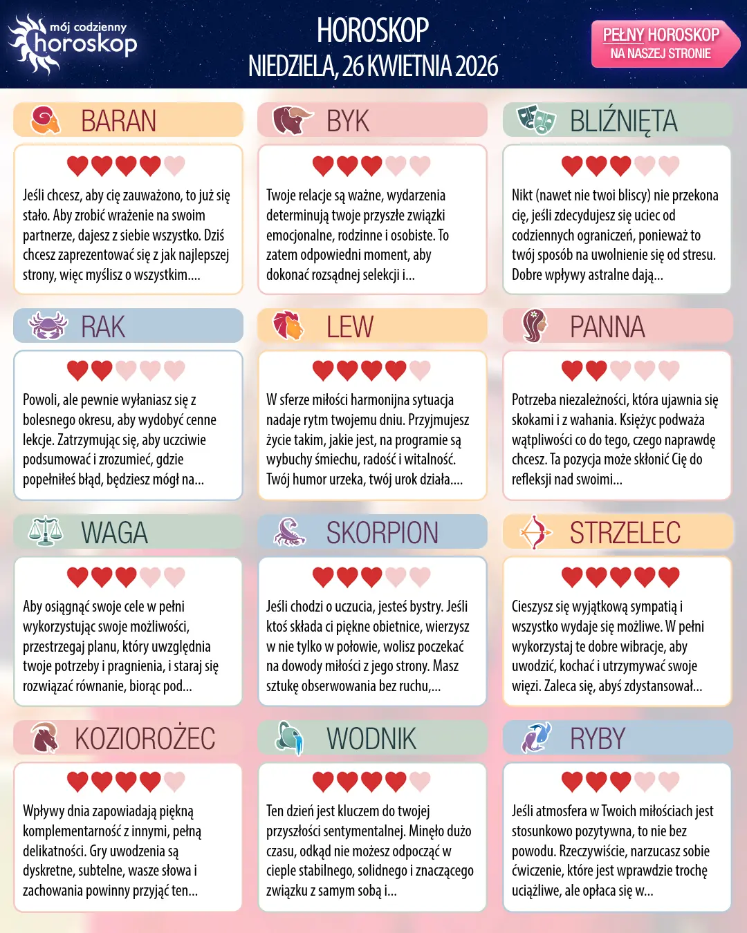Horoskop Bliźniąt na dziś, 26 kwietnia 2026 r.
