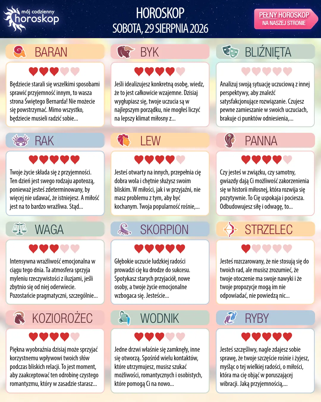 Ryby: Twój horoskop na 30 sierpnia 2026 r.